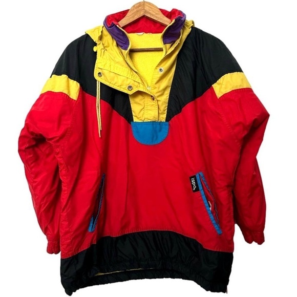 Vintage Jackets & Blazers - Vintage Jacket Retro 80s Track Jacket Red Yellow Blue Colour block Festival Fun
